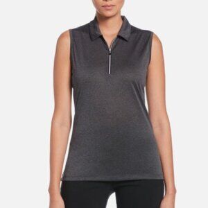 NWT Callaway Women's Quarter Zip Sleeveless Golf Polo Shirt SMALL Black Heather